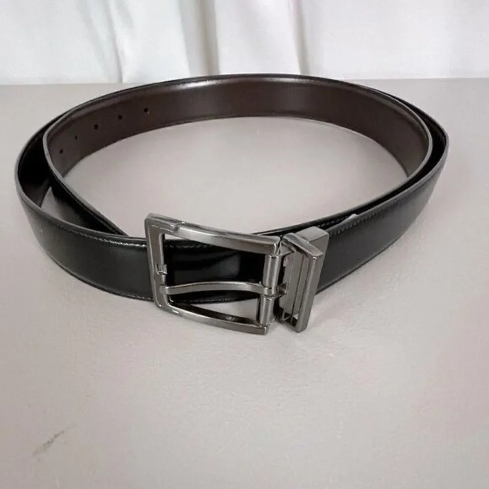 PERRY ELLIS MENS LEATHER BELT BLACK SIZE 50